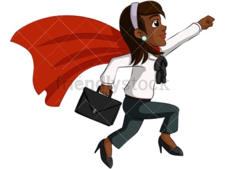 黑人商业女性超级女英雄-形象孤立在透明的背景。PNG
