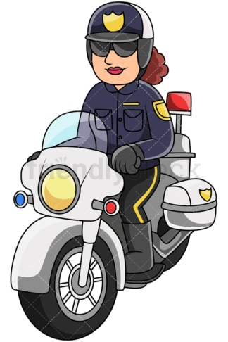 女警察骑摩托车-图像隔离在透明背景。PNG