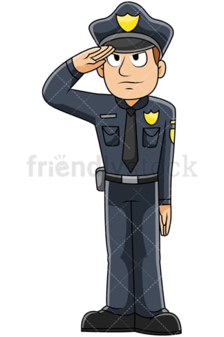男警官敬礼-透明背景上的孤立图像。PNG