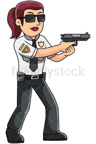 手持手枪的女警察-透明背景上孤立的图像。PNG