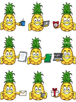 菠萝emoji。PNG - JPG和向量EPS文件格式(可伸缩)。图像孤立在透明背景。
