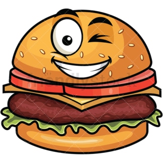 眨眼微笑的汉堡包表情符号。PNG - JPG和矢量EPS文件格式(无限扩展)。图像隔离在透明背景上。