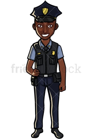 Afro-Amerikaanse politieagent。PNG - JPG矢量EPS-bestandsindelingen (oneindig schaalbaar)。Afbeelding geïsoleerd op transparenante achtergrond。