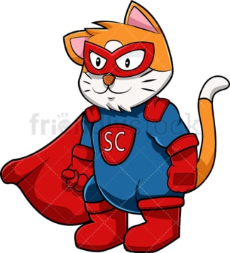 超级英雄猫的卡通人物。PNG - JPG和矢量EPS(无限扩展)。图像隔离在透明背景上。