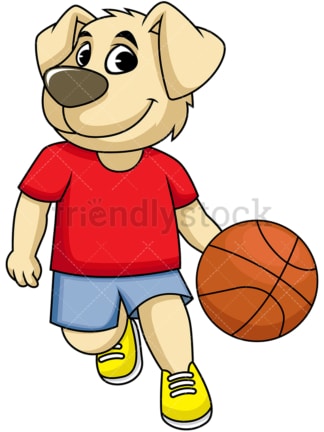 卡通人物狗在打篮球。PNG - JPG和矢量EPS(无限扩展)。图像隔离在透明背景上。