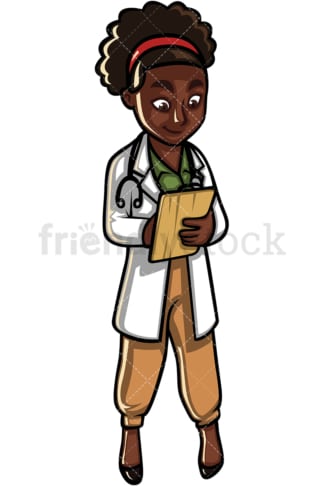 非裔美国女医生。PNG - JPG和矢量EPS文件格式(无限扩展)。图像隔离在透明背景上。