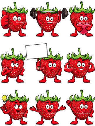 吉祥物草莓卡通人物。PNG - JPG和矢量EPS文件格式(无限扩展)。图像隔离在透明背景上。