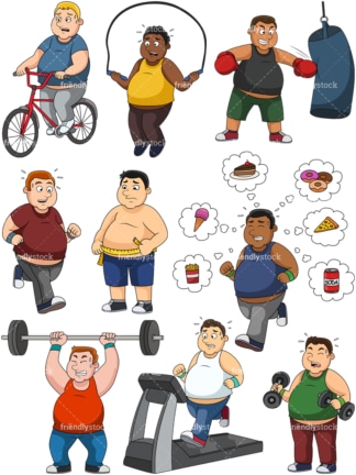 男人减肥向量集合。PNG - JPG和向量EPS文件格式(可伸缩)。