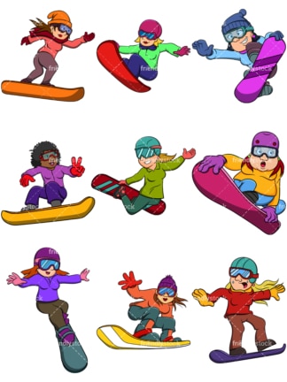 女性滑雪。PNG - JPG和矢量EPS文件格式(无限可扩展)。图像隔离在透明背景上。