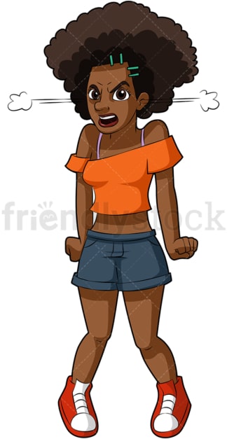 愤怒的非裔美国女人。PNG - JPG和矢量EPS(无限缩放)。