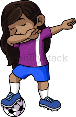 非裔美国足球女孩在跳dab。PNG - JPG和矢量EPS文件格式(无限可扩展)。