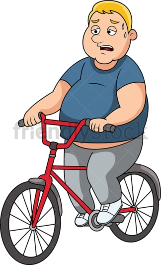胖子骑自行车减肥。PNG - JPG和矢量EPS文件格式(无限扩展)。