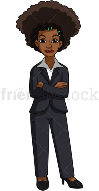 西装革履的非裔美国女商人。PNG - JPG和矢量EPS(无限缩放)。