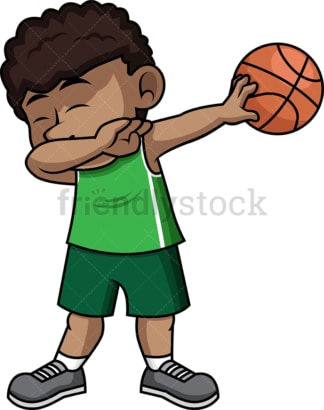 非裔美国篮球男孩在跳dab。PNG - JPG和矢量EPS文件格式(无限可扩展)。