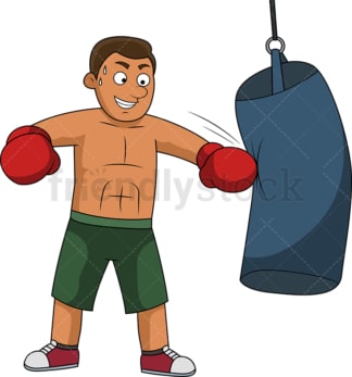 健身男子训练与拳击袋。PNG - JPG和矢量EPS文件格式(无限扩展)。