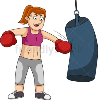 适合女子训练与拳击袋。PNG - JPG和矢量EPS文件格式(无限扩展)。
