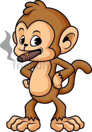 猴子卡通抽雪茄。PNG - JPG和矢量EPS(无限可扩展)