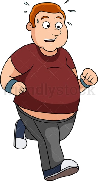 胖男人跑步减肥。PNG - JPG和矢量EPS文件格式(无限扩展)。