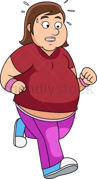 胖女人跑步减肥。PNG - JPG和矢量EPS文件格式(无限扩展)。