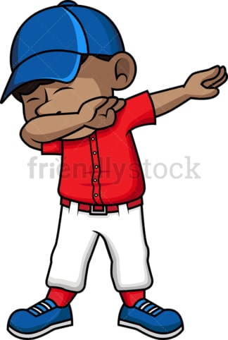 非裔美国棒球小子在跳dab。PNG - JPG和矢量EPS文件格式(无限可扩展)。
