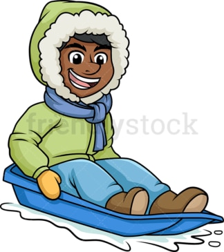 坐在雪橇上的黑人。PNG - JPG和矢量EPS(无限扩展)。
