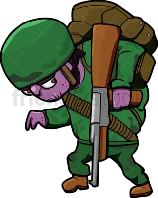 尴尬的僵尸士兵漫画。PNG - JPG和矢量EPS(无限扩展)。