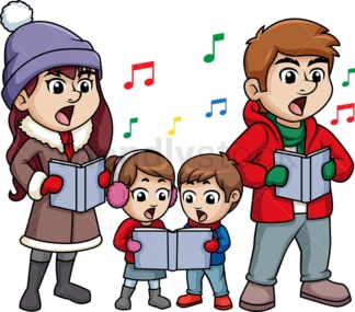 一家人唱圣诞颂歌。PNG - JPG和矢量EPS(无限可扩展)。