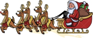 圣诞老人和驯鹿一起坐雪橇。PNG - JPG和矢量EPS文件格式(无限可扩展)。