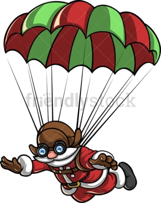 带着降落伞跳伞的圣诞老人。PNG - JPG和矢量EPS文件格式(无限扩展)。
