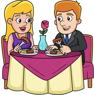 情侣在约会时吃晚餐。PNG - JPG和矢量EPS(无限可扩展)。