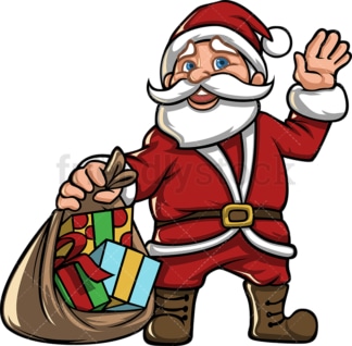 圣诞老人打开礼物袋。PNG - JPG和矢量EPS文件格式(无限扩展)。