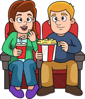 男人和女人约会去看电影。PNG - JPG和矢量EPS(无限可扩展)。