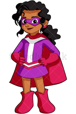 印度小女孩超级英雄。PNG - JPG和矢量EPS文件格式(无限扩展)。图像隔离在透明背景上。