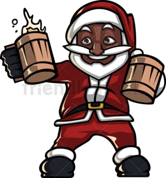 黑色的圣诞老人拿着啤酒。PNG - JPG和矢量EPS(无限扩展)。
