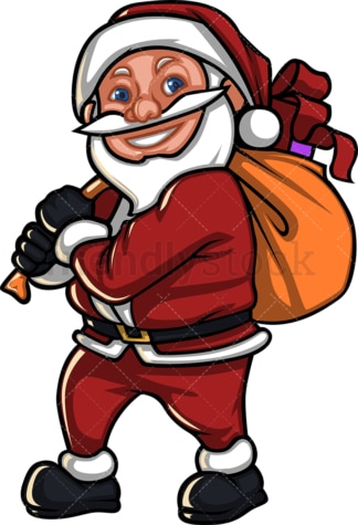 矮小的圣诞老人背着礼物袋。PNG - JPG和矢量EPS(无限缩放)。在透明背景上隔离图像。