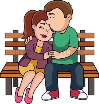 男人和女人在长椅上接吻。PNG - JPG和矢量EPS(无限可扩展)。