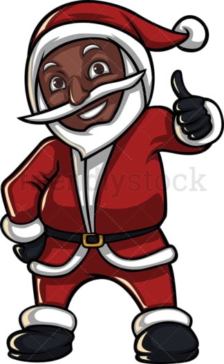 黑色圣诞老人竖起大拇指。PNG - JPG和矢量EPS(无限可扩展)。图像隔离在透明背景上。
