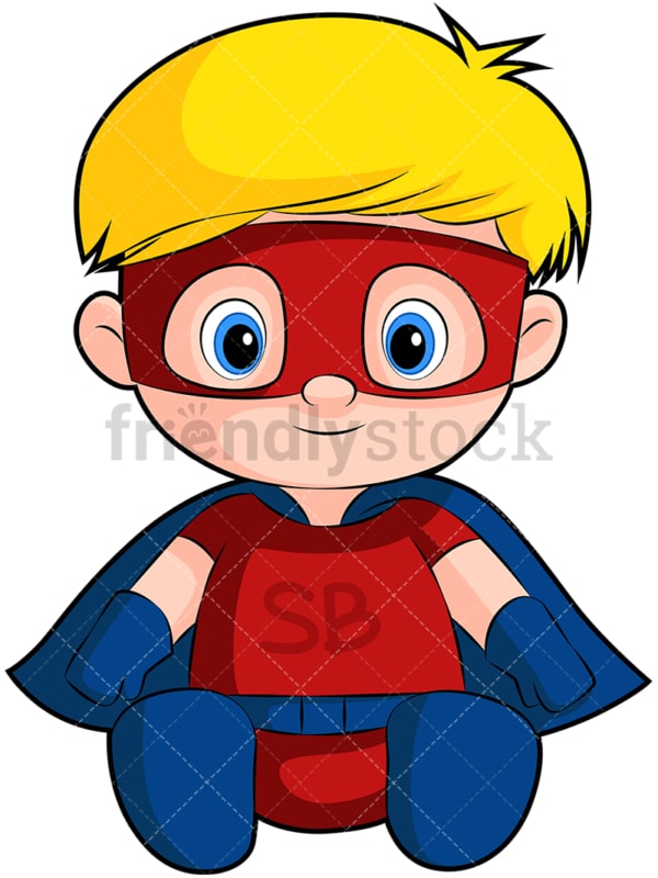 可爱的小男孩超级英雄。PNG - JPG和矢量EPS(无限扩展)。图像隔离在透明背景上。
