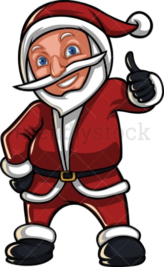 圣诞老人竖起大拇指。PNG - JPG和矢量EPS(无限缩放)。在透明背景上隔离图像。