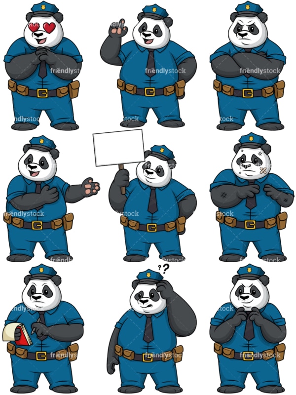 熊猫警察。PNG - JPG和矢量EPS文件格式(无限扩展)。