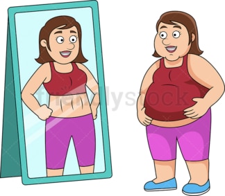 胖女人自认为很健康。PNG - JPG和矢量EPS文件格式(无限扩展)。图像隔离在透明背景上。