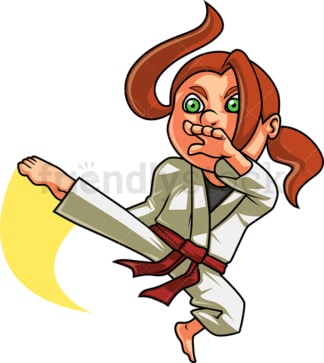 Kleines Mädchen, das Karate-Kick macht。和Vektor-EPS (unendlich skalierbar)。图片(Bild auf transparentem)