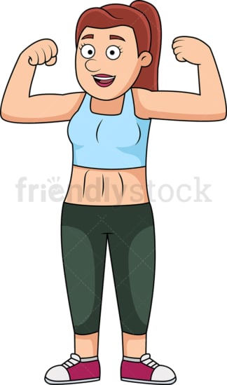 健身的女人在秀肌肉。PNG - JPG和矢量EPS文件格式(无限扩展)。图像隔离在透明背景上。