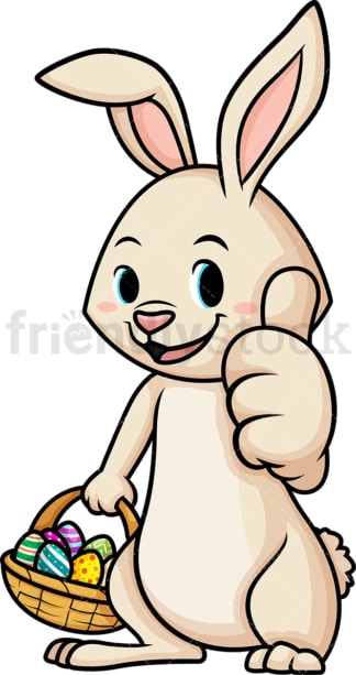 复活节兔子竖起大拇指。PNG - JPG和矢量EPS(无限扩展)。