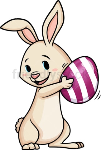 复活节兔子摇动复活节彩蛋。PNG - JPG和矢量EPS(无限扩展)。