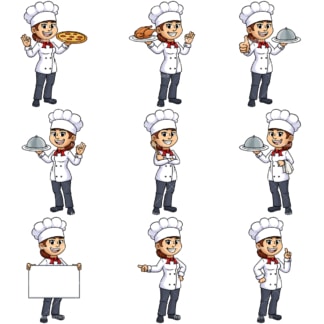 Vrouwelijke chef-kok。JPG矢量EPS-bestandsindelingen(一个独立的schaalbaar)。