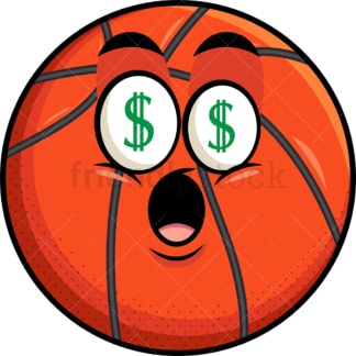 篮球与金钱眼睛表情。PNG - JPG和矢量EPS文件格式(无限可扩展)。图像隔离在透明背景上。