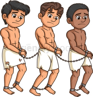 男性奴隶被锁在一起。PNG - JPG和矢量EPS(无限可扩展)。