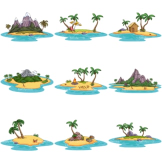 沙漠岛屿。PNG - JPG和无限可扩展矢量EPS -白色或透明背景。