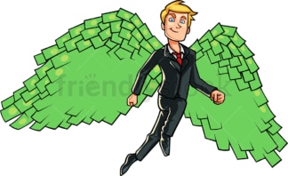 Geschäftsmann mit Geldflügeln。PNG - JPG和Vektor-EPS-Dateiformate (unendlich skalierbar)。图片(Bild auf transparentem)